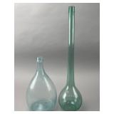 Two Hand-Blown Glass Bottles