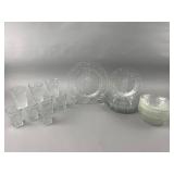 Pressed Glass Dinnerware Set with Floral Pattern