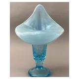 Fenton Blue Opalescent Glass Vase