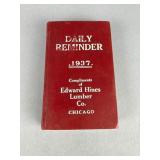 1937 Daily Reminder Book by Edward Hines Lumber Co