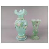 Fenton Hand-Painted Glass Vase Pair