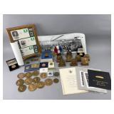 Political Memorabilia Lot with Medals and Stamps