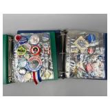 Political Campaign Pinback Buttons in Binders