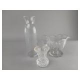 Three Clear Glass Decorative Items