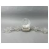 Pressed Glass Tableware Set with Floral Motif