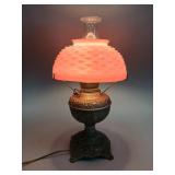 Non-Explosive Lamp with Pink Hobnail Shade