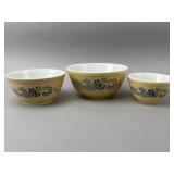 3pcs Set Pyrex Mixing Bowls, Sandalwood Pattern