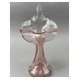 Pink Glass Compote With Flaring Rim
