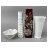 Four Ceramic Vases, Textured and Painted