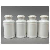 Four White Ceramic Apothecary Jars