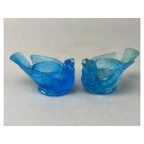 Blue Glass Boyd Salt Cellars in Bird Form