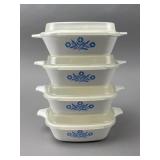 Four Corning Ware Blue Cornflower Petite Pans