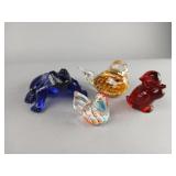 Four Multicolored Glass Animal Figures