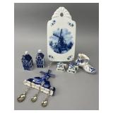 Delft Blue-Style Ceramic and Silver Items