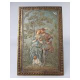 Gilt Cast Metal Plaque of Couple in Renaissance At