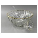 Glass Punch Bowl Set with Golden Rim