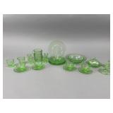 Green Depression Glass Miniature Toy Dish Set