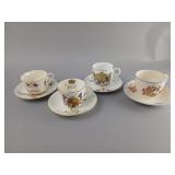 Four Commemorative Teacup and Saucer Pairs