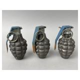 Three Fuze M228 Inert Training Hand Grenades