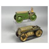 A Pair of Vintage Marx Tin Wind-Up Tractors
