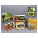 Lot of Six John Deere Die-Cast Models and Gear Art