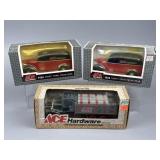 Three ERTL ACE Hardware Die-Cast Truck Banks