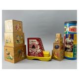Vintage Wooden Toy Lot with Tinkertoy Set