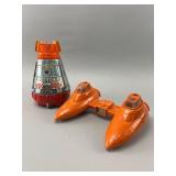 Vintage Space Capsule and Twin-Engine Toy Vehicles