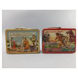 Two Tin Lithograph Lunch Boxes with Thermos
