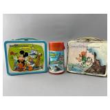 Two Walt Disney Lunchboxes with Thermos
