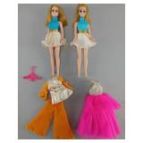 Pair 1970 Topper Dawn Fashion Dolls with Outfits