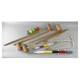 Wooden Croquet Set with Mallets and Balls