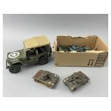 Military Toy Lot with Jeep, Tanks, and Figures