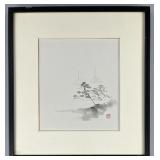 Japanese Brush Painting Windswept Lanterns