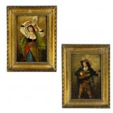Pair of Late 19th C. Italian Genre Oil Paintings