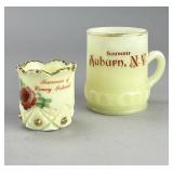 New York 2 Historic Souvenir Uranium Glass