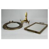 Brass Dresser Trey, Porthole Mirror & Easel