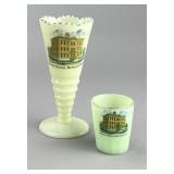 Midland MI 2 Historic Souvenir Uranium Glass