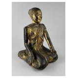 Carved Mandalay Style Buddhist Monk Figure 19th C.