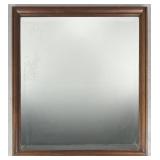 Antique Beveled Mirror in Walnut Frame