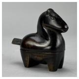 Miniature Japanese Bronze Figural Horse Box