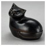 Miniature Japanese Bronze Figural Cat Box