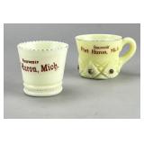 Port Huron MI 2 Historic Souvenir Uranium Glass