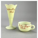 Eaton Rapids MI 2 Historic Souvenir Uranium Glass