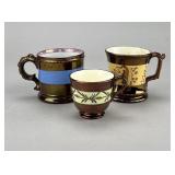 English Copper Lusterware Mugs & Cup Early 19th C