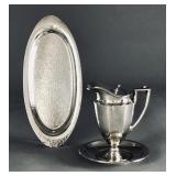 Homan Hammered Silverplate Pitcher & Trays