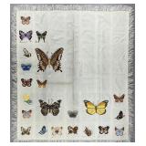 1970s Throw w Cross Stitch & Beaded Butterflies