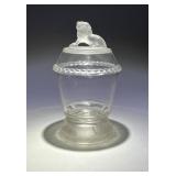 Gillinder & Sons Frosted Lion EAPG Jam Jar