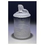 Gillinder & Sons Frosted Lion EAPG Sugar Bowl