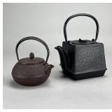 2 Japanese Cast Iron Tetsubin or Kettles
